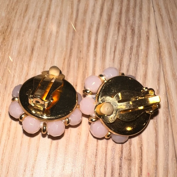 Vintage crystal frosted glass bead pearl gold clip on earrings necklace charms - Picture 9 of 10